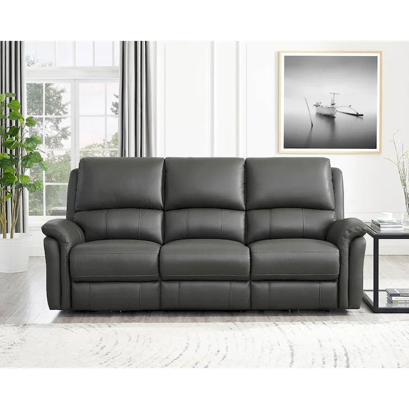 Zero Gravity Power Reclining Top Grain Leather Sofa with Adjustable Headrest