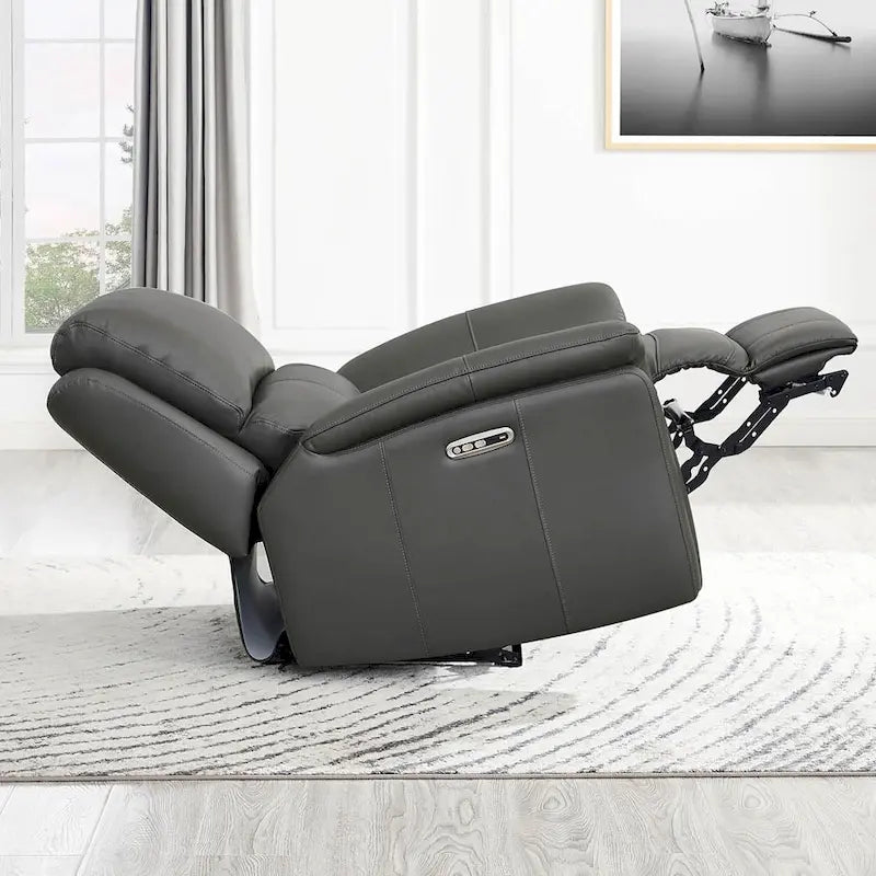 Zero Gravity Power Reclining Top Grain Leather Sofa with Adjustable Headrest