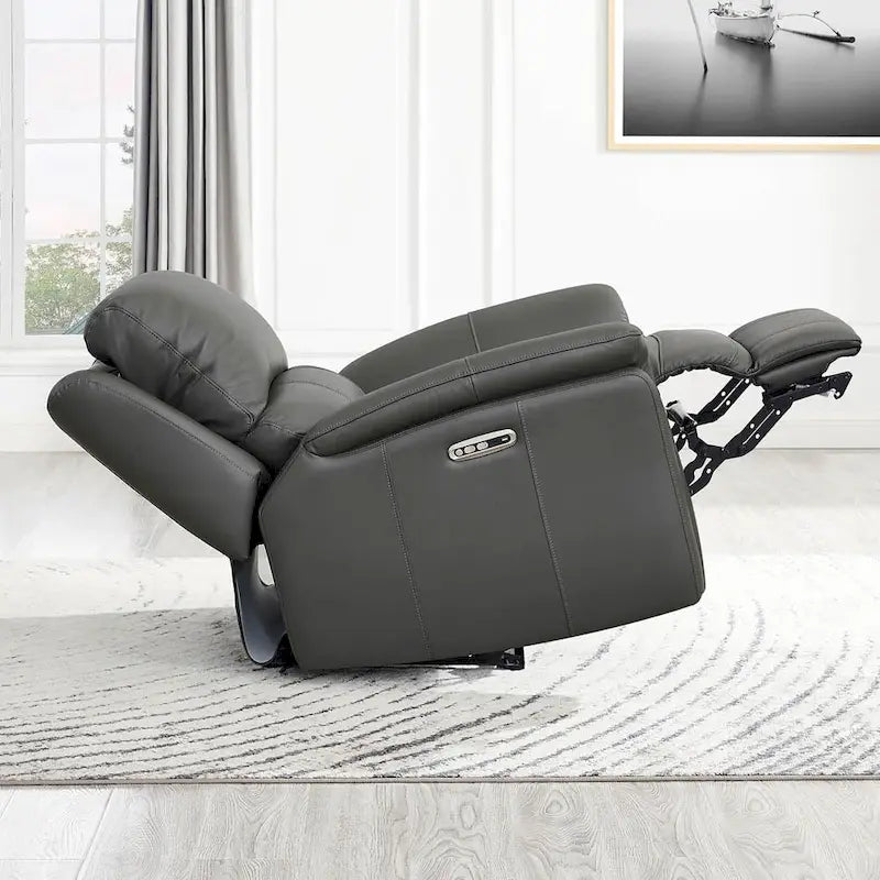 Zero Gravity Power Reclining Top Grain Leather Sofa with Adjustable Headrest