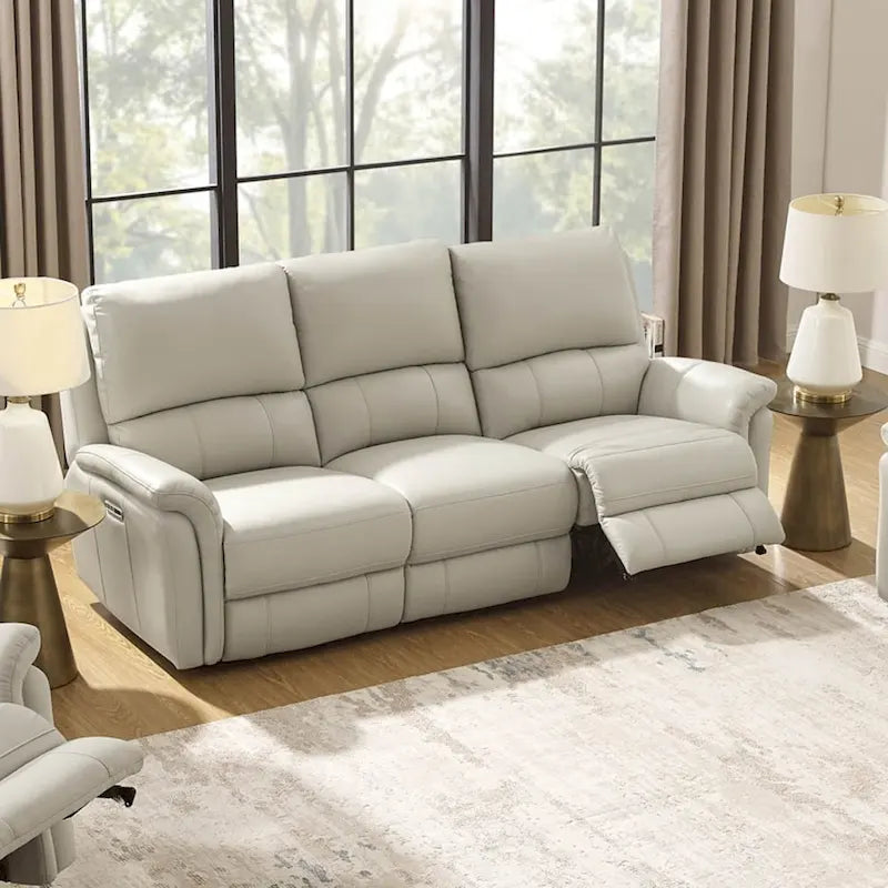 Zero Gravity Power Reclining Top Grain Leather Sofa with Adjustable Headrest
