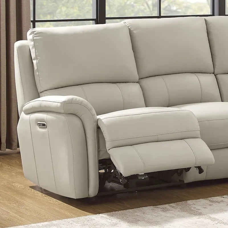 Zero Gravity Power Reclining Top Grain Leather Sofa with Adjustable Headrest