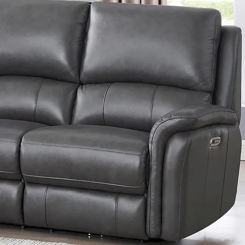 Zero Gravity Power Reclining Top Grain Leather Sofa with Adjustable Headrest