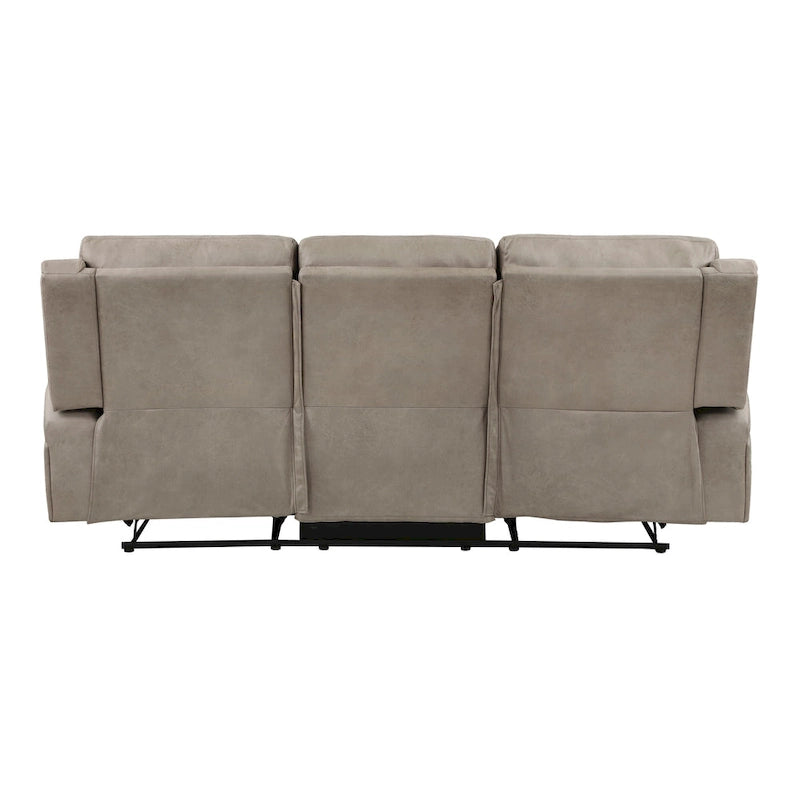 Manual Double Recliner Sofa Brown Tufted Microfiber Upholstered Living Room Couch