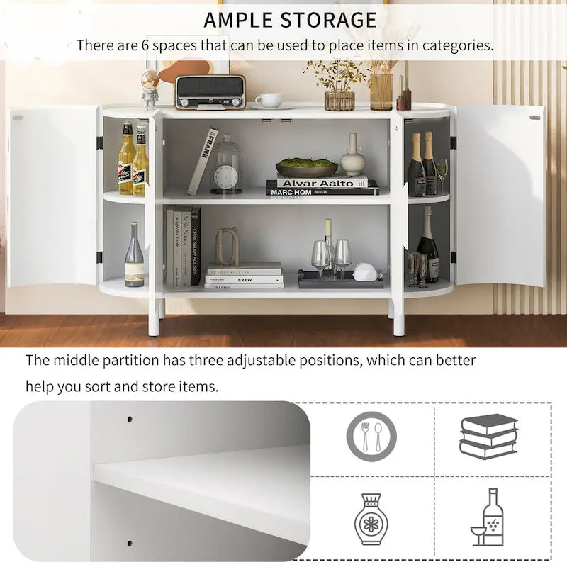 47.80 Inch high quality MDF Sideboard with Adjustable Shelves - 47.80 x 16.50