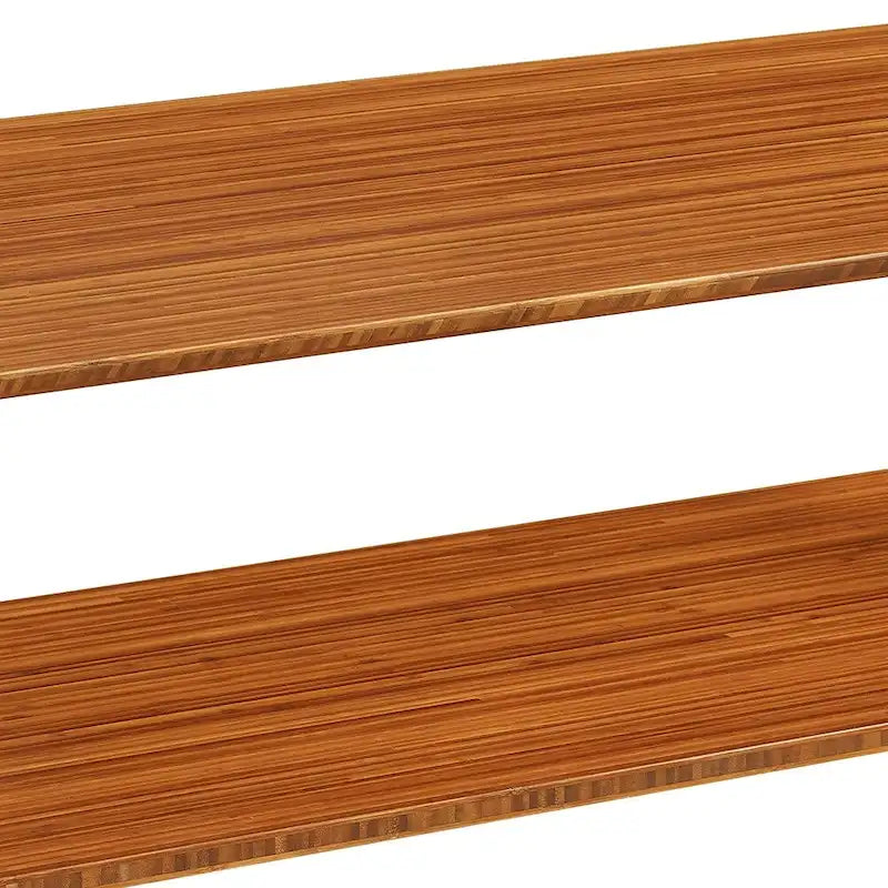 Mid-Century Modern Amber Wood Coffee Table with Lower Shelf